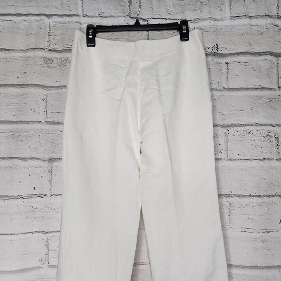 Ann Taylor LOFT Womens White Wide Leg High Waist Lined Linen Pants Size 8P - Picture 9 of 15